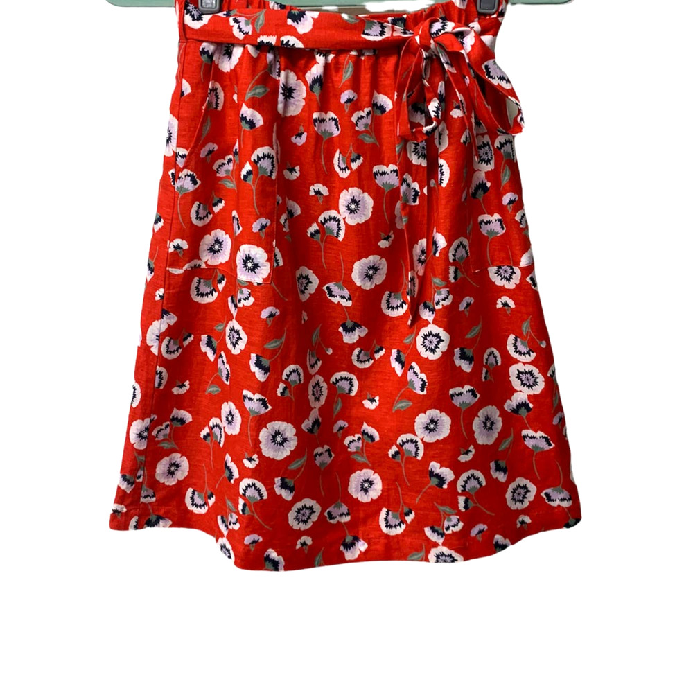 J Crew Red Bow Floral Pencil Skirt XS